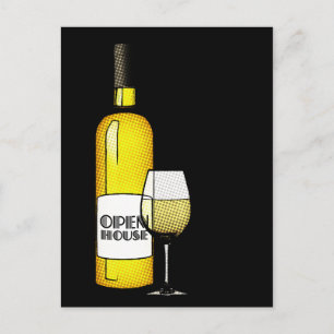 open house / housewarming : halftone wine announcement postcard