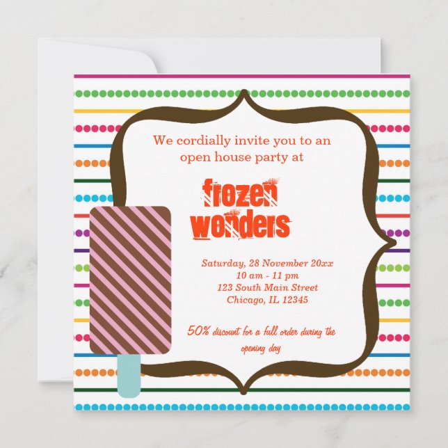 Open House Ice Cream salon Invitation (Front)