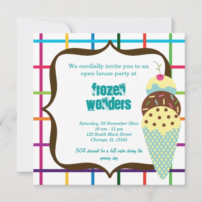 Open House Ice Cream salon Invitation (Front)