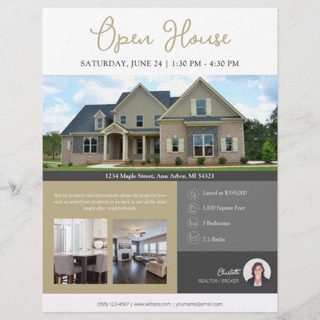 Open House Information Real Estate  Flyer (Front)