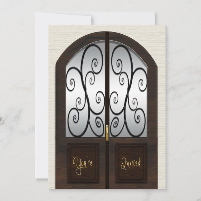 Open House Invitation - Fancy Double Pane Door (Front)