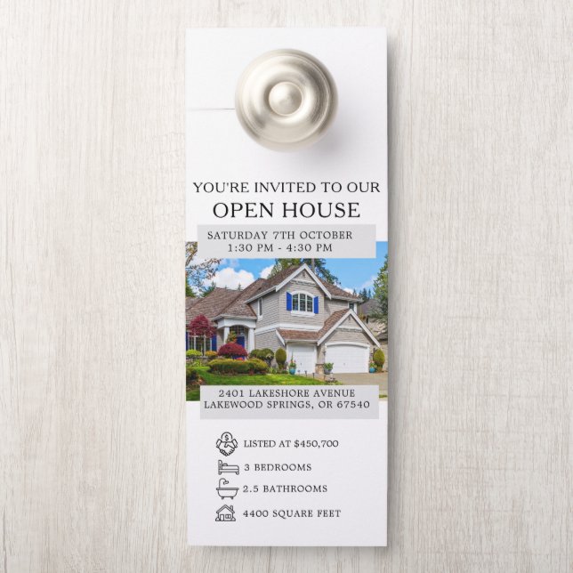 Open House Invitation Real Estate Farming Door Han Hanger (On Knob)