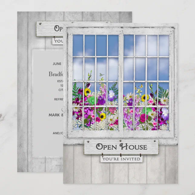 OPEN HOUSE, INVITATION, Rustic Window/Flower-box Invitation | Zazzle