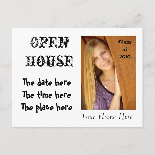 Open House Invitation - you design it - Customized Postcard (Front)