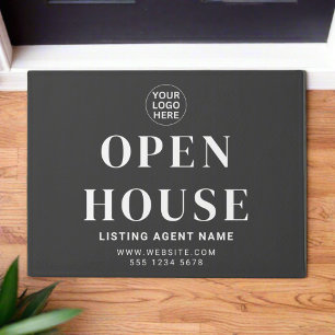 Open House l Gray Professional Real Estate Realtor Doormat