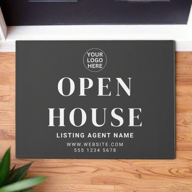 Open House l Gray Professional Real Estate Realtor Doormat (Creator Uploaded)