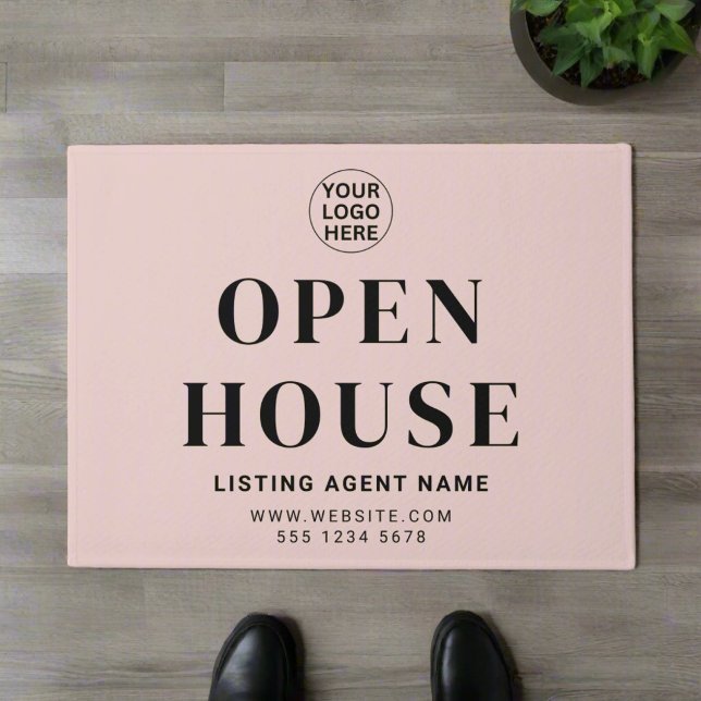 Open House l Real Estate Blush Pink Welcome Doormat (Creator Uploaded)