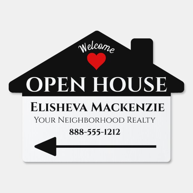 Open House Left Arrow Realty Real Estate Agent Sign (Front)