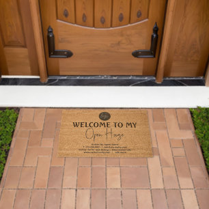 Open House Logo Realtor Broker Real Estate Agent  Fiber Doormat