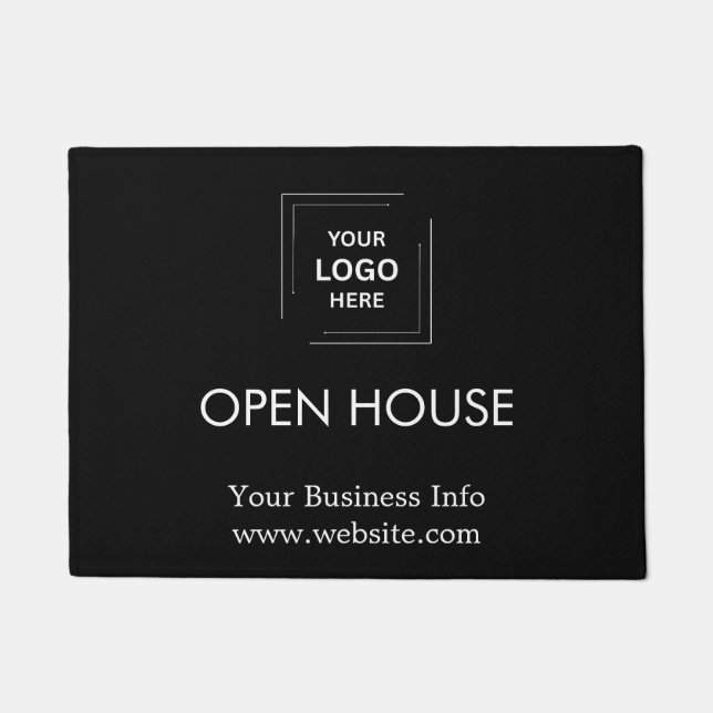 Open House | Modern Black Real Estate Realtor  Doormat (Front)