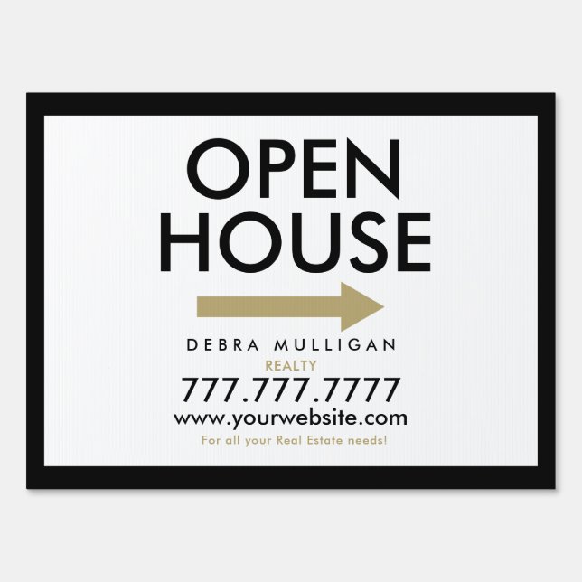  Open House Modern Real Estate Front Lawn Yard  Si Sign (Front)