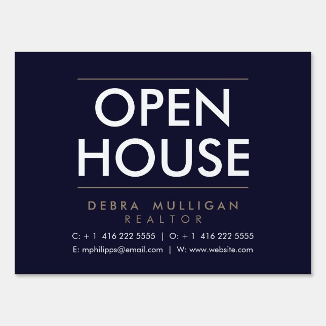 Open House Modern Real Estate Front Lawn Yard Sign (Front)