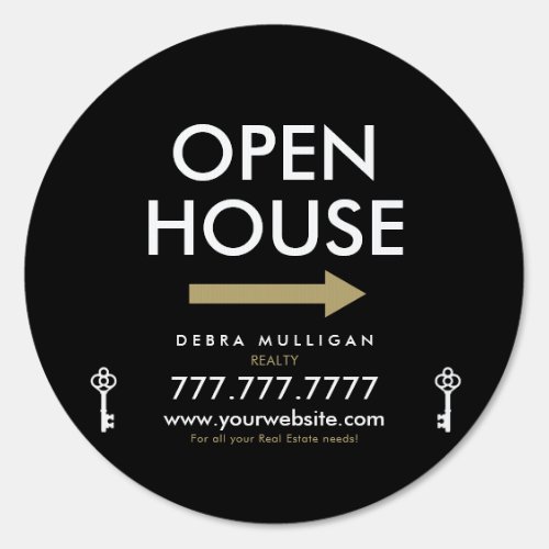  Open House Modern Real Estate Round Front Lawn Sign
