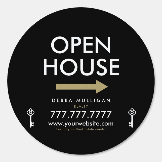  Open House Modern Real Estate Round Front Lawn Sign (Front)