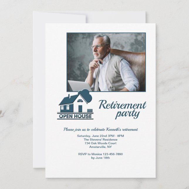 Open House Photo Retirement Party Invitation (Front)