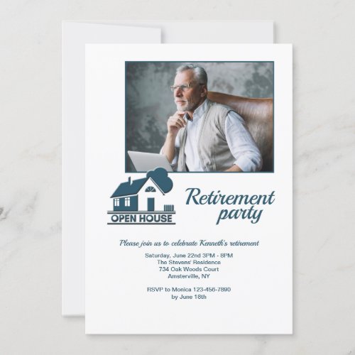 Open House Photo Retirement Party Invitation