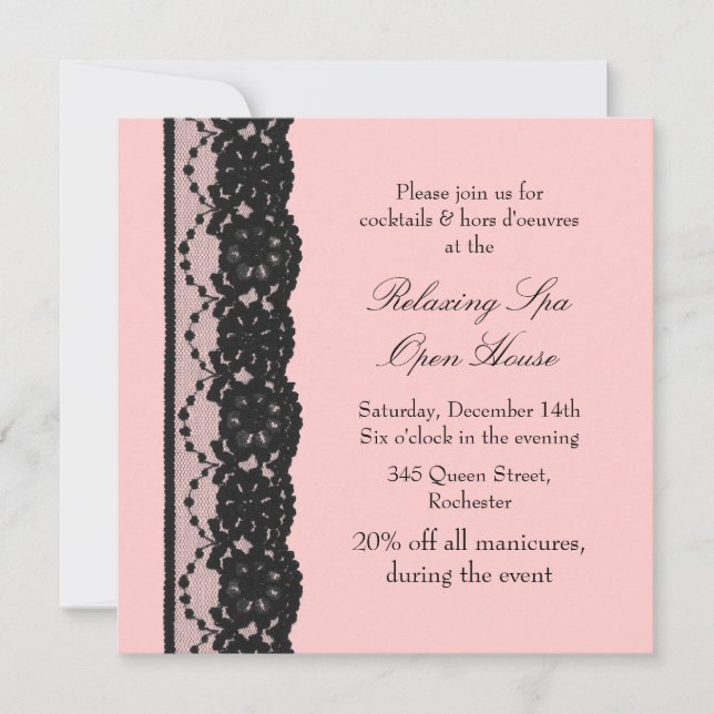 Open House Pink French Lace Invitation (Front)