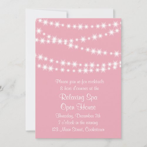 Open House Pink Twinkle Lights Invitation