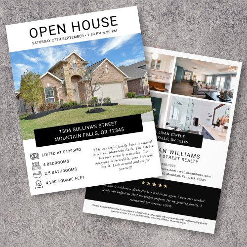 Open House Property Information Real Estate Flyer