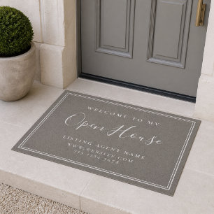 Open House Property Listing Elegant Taupe Realtor Doormat