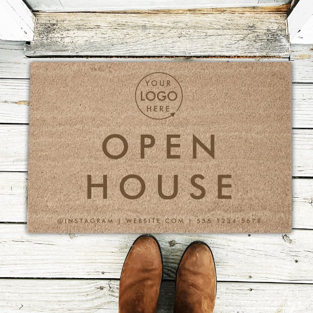 Open House Real Estate Agency Modern Realtor Coir Fiber Doormat (Creator Uploaded)