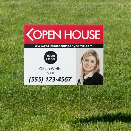 Open House Real Estate Agent  Add Logo  Photo Sign