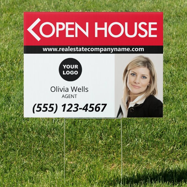 Open House Real Estate Agent  Add Logo  Photo Sign (Creator Uploaded)