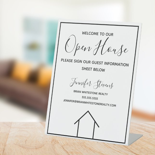 Open House Real Estate Agent Custom Realty Pedestal Sign (Creator Uploaded)