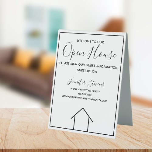 Open House Real Estate Agent Custom Realty Table Tent Sign