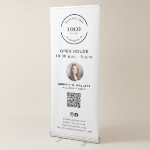 Open House real estate agent photo QR code custom  Retractable Banner