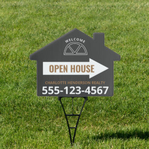 Open House Real Estate Arrow Welcome Sign
