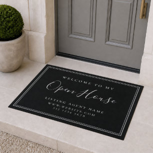 Open House Real Estate Black Elegant Chic Realtor Doormat