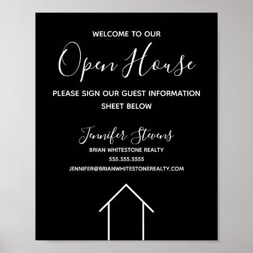 Open House Real Estate Company Custom Black Poster