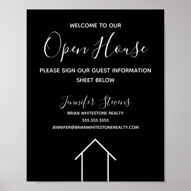 Open House Real Estate Company Custom Black Poster (Front)