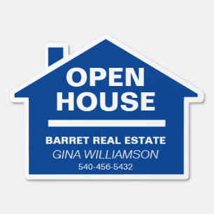 Open House Real Estate Custom Text Blue Sign