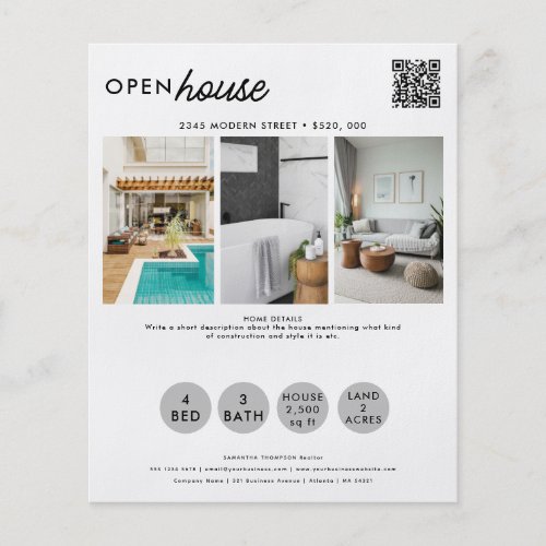 Open House Real Estate Just Listed Marketing Photo Flyer