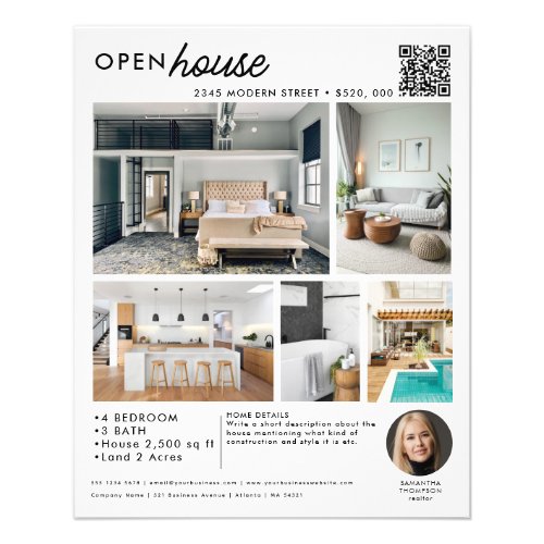 Open House Real Estate Just Listed Marketing Photo Flyer