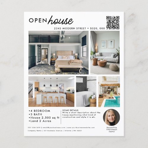 Open House Real Estate Just Listed Marketing Photo Flyer