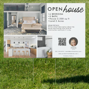 Open House Real Estate Just Listed Marketing Photo Sign