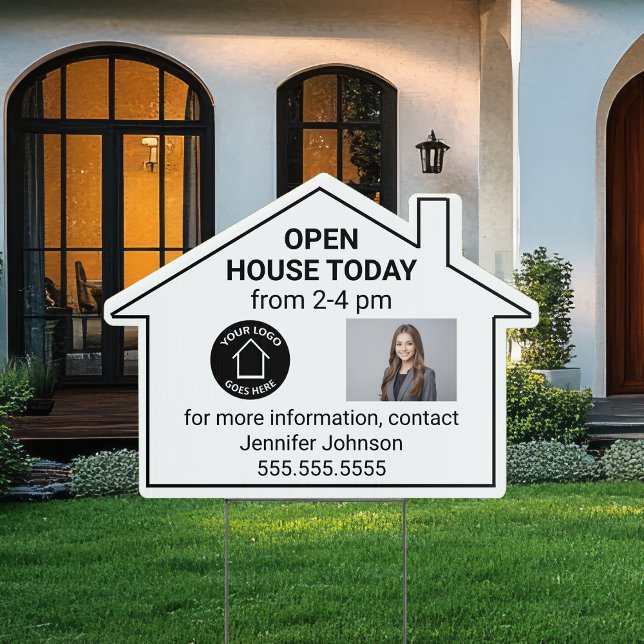 Open House Real Estate Logo Agent Photo Home Yard Sign (Creator Uploaded)