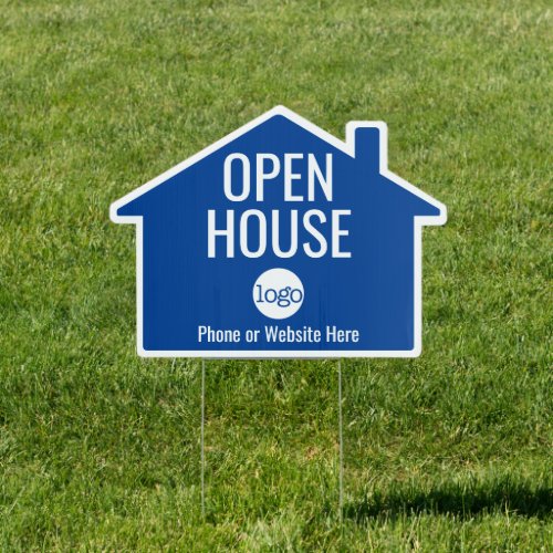 Open House _ Real Estate Logo and Website Blue Sign