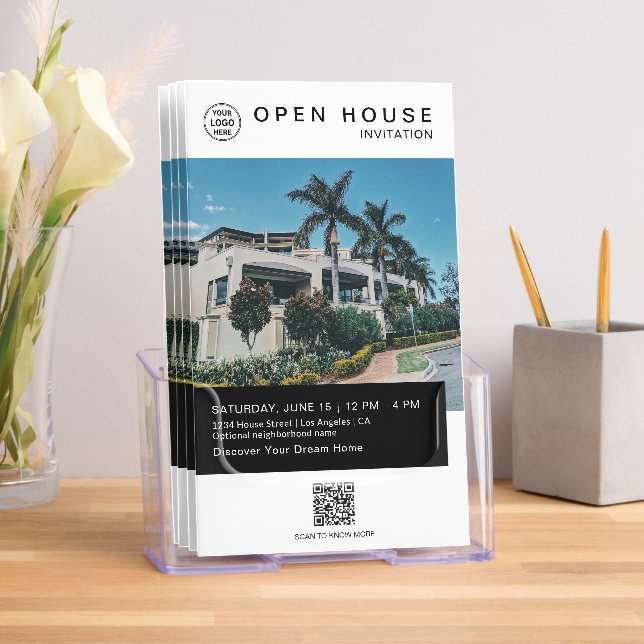 Open House Real Estate Logo White Black Brochure (Insitu)