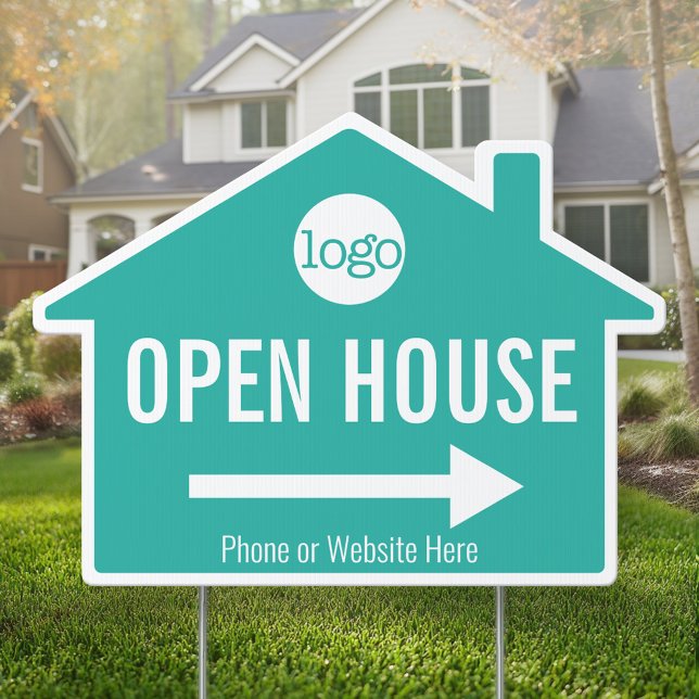 Open House - Real Estate Logo with Arrow Sign (Custom Real Estate Open House Sign)