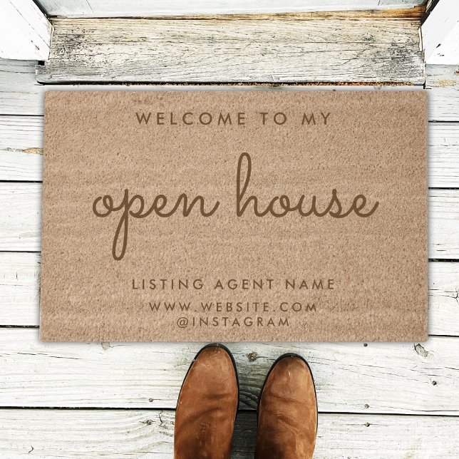 Open House Real Estate Modern Realtor Coir Fiber Doormat (Creator Uploaded)