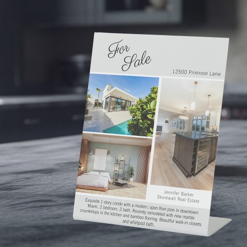 Open House Real Estate Photo Template Chic Grey Pedestal Sign