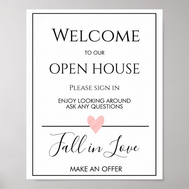 Open House Real Estate Poster Sign Welcome (Front)