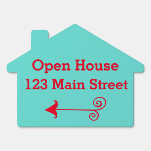 Open House Real Estate Red Green Yard Sign