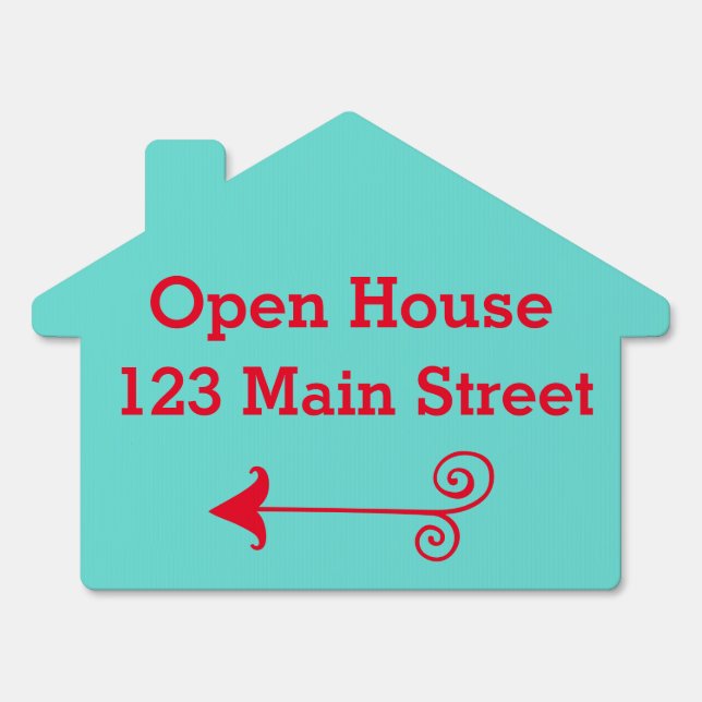Open House Real Estate Red Green Yard Sign (Back)
