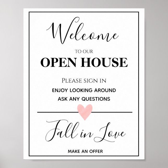 Open House Real Estate Sign, Real Estate Poster (Front)