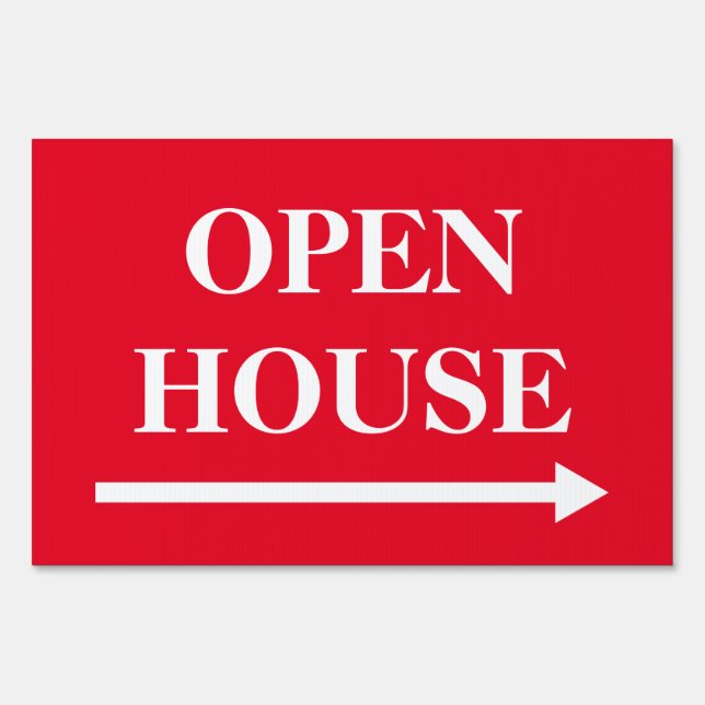 Open house real estate yard sign with arrow (Front)